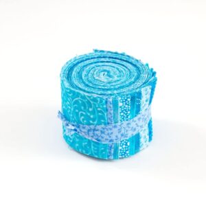 Turquoise Jelly Roll, 100% Cotton Fabric Quilting Strips (2.5 inch pre-Cut - 18 Strips)