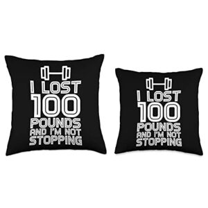 Gym Training FH I Lost 100 Pounds and I'm Not Stopping Throw Pillow, 18x18, Multicolor