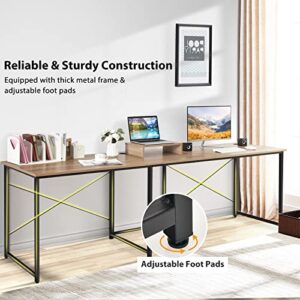 Tangkula L-Shaped Computer Desk, 95 Inch Reversible Corner Desk with Monitor Stand & 3 Cable Holes, 2-Person Long Study Writing Desk, Large Home Office Gaming Writing Workstation (Natural)