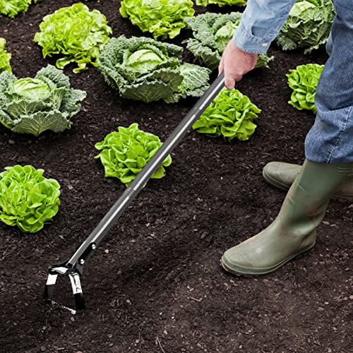 Walensee Action Hoe for Weeding Stirrup Hoe Tools for Garden Hula-Ho with Adjustable 56 Inch Scuffle Loop Hoe Gardening Weeder Cultivator, Sharp Durable Metal Handle Weeding Rake with Cushioned Grip