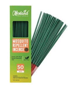 mosland naturals mosquito repellent incense sticks 50 pcs, mini citronella mosquito bug repellent incense stick for outdoor patio, deet free & 40-50 minutes protection