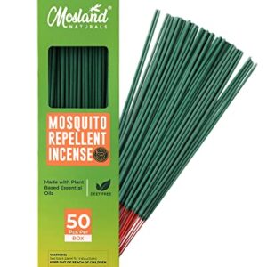 Mosland Naturals Mosquito Repellent Incense Sticks 50 PCS, Mini Citronella Mosquito Bug Repellent Incense Stick for Outdoor Patio, DEET Free & 40-50 Minutes Protection