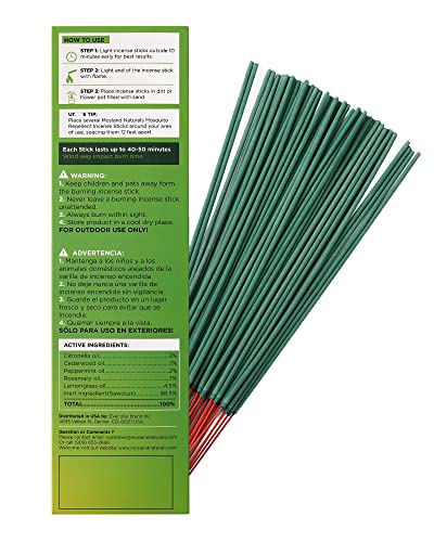 Mosland Naturals Mosquito Repellent Incense Sticks 50 PCS, Mini Citronella Mosquito Bug Repellent Incense Stick for Outdoor Patio, DEET Free & 40-50 Minutes Protection