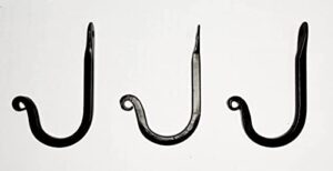 atcusa wall mounted hook - wrought iron decorative blacksmith handmade simple iron hook for bathroom and kitchen, hooks for hanging robes, towels, coats, cloths, bags, keys and jewelries (3)