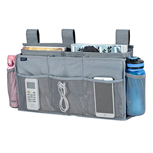 Zafit Bedside Caddy, 10 Pockets Hanging Bed Organizer for Hospital Beds, College Dorm Rooms or Baby Bed (Grey)