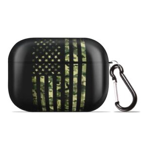 camo flag camouflage for airpods case cover for airpods pro, wireless/wired charging protective airpods pro case with keychain, black