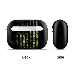 Camo Flag Camouflage for AirPods Case Cover for AirPods Pro, Wireless/Wired Charging Protective AirPods Pro Case with Keychain, Black