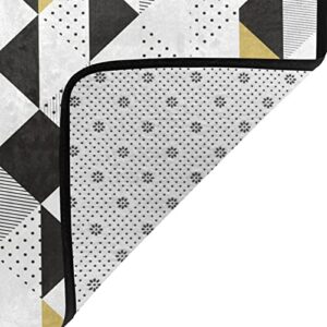 Gesey-R4T Abstract Geometric Gold Black and White Triangle Pattern Home Area Rugs 3'3"x5' Home Decor Carpet Soft Floor Mat Non-Slip for Living Room Bedroom