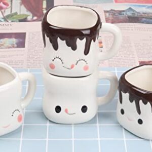 Marshmallow Mugs Set of 4 with Handle Cute Marshmallow Cups Cute Mugs for Kids Hot Chocolate Cocoa Mugs Gifts for Kids Women Christmas Mugs Mother's Day Cute Coffee Mug Set 6OZ