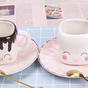 Marshmallow Mugs Set of 4 with Handle Cute Marshmallow Cups Cute Mugs for Kids Hot Chocolate Cocoa Mugs Gifts for Kids Women Christmas Mugs Mother's Day Cute Coffee Mug Set 6OZ