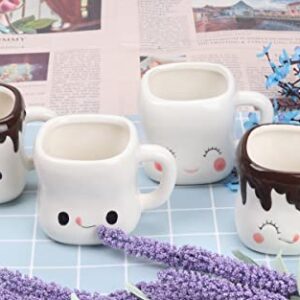 Marshmallow Mugs Set of 4 with Handle Cute Marshmallow Cups Cute Mugs for Kids Hot Chocolate Cocoa Mugs Gifts for Kids Women Christmas Mugs Mother's Day Cute Coffee Mug Set 6OZ