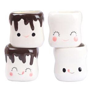 marshmallow mugs set of 4 cute marshmallow cups cute mugs for kids hot chocolate cocoa mugs gifts for kids women christmas mugs mother's day cute mug 6oz