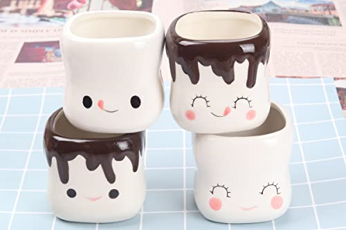 Marshmallow Mugs Set of 4 Cute Marshmallow Cups Cute Mugs for Kids Hot Chocolate Cocoa Mugs Gifts for Kids Women Christmas Mugs Mother's Day Cute Mug 6OZ