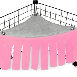 NA YOHOU Small Animals Corner Hideout Forest Hidey Curtain Cage Accessories for Guinea Pig Rabbit Chinchilla Hedgehog Hamster (Grey Pink)