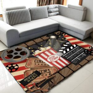 Movie Night Home Theater Film Art Rugs Non-Slip Home Decoration for Bedroom Living Playing Room Kitchen