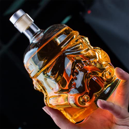 CLKAISHI Whiskey Decanter Glass Bottle Decanter with Lead-free Wine Stopper The Decanter is Fit for Whisky Bourbon Brandy Juice, etc and Can Also be Used as a Handicraft Display, 6.7*4.5*4.3, JP01