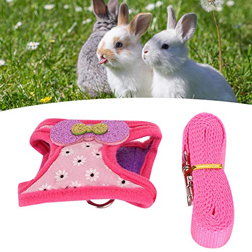 Entatial Traction Vest Rabbit Walking, Comfortable Chest Strap Animal Leash Harness Set Pet Leash, Hamster Guinea Pig for Rabbit(L)