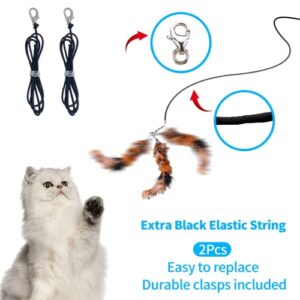 Petstie Cat Feather Teaser Toy, 2PCS Retractable Cat Wands,11PCS Teaser Refills with Bells and Extra 2PCS Elastic Strings, Cat Wand Toys for Indoor Cats