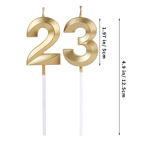 Gold 32nd & 23rd Birthday Candles for Cakes, Number 23 32 Candle Cake Topper for Party Anniversary Wedding Celebration Decoration