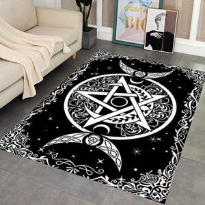 LGGQQW Triple Moon Area Rug Bordered Pentagram Rug Bohemian Rug Home Decor