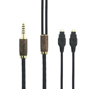 newfantasia 4.4mm balanced cable 6n occ copper silver plated cord compatible with sennheiser hd650, hd600, hd580, hd660s, hd58x, massdrop hd6xx headphone walnut wood shell 3meters/10ft