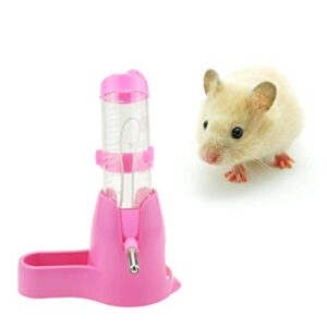 hemobllo pet feeder hamster hanging water bottle pet dispenser with base hut pet auto dispenser for dwarf ferrets rabbits hamster mouse rat hedgehog and other small animals (125ml, pink)