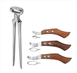 equinez tools hoof nipper 15" model & farrier loop knives hoof knife set