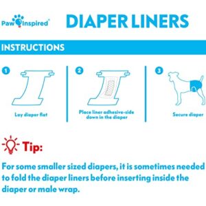 Paw Inspired Dog Diaper Liners | Inserts for Washable Covers, Female Dog Diapers, and Male Dog Belly Bands | Leakproof, Super Absorbent (30 Count)