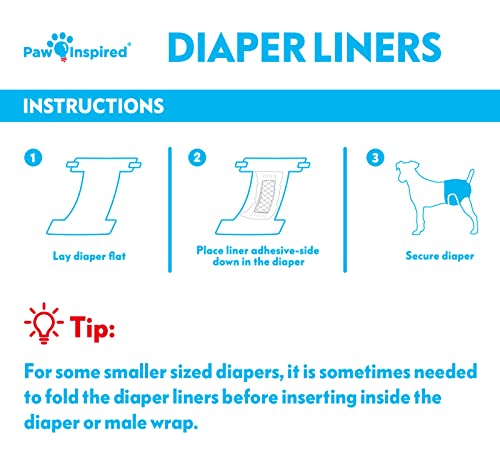 Paw Inspired Dog Diaper Liners | Inserts for Washable Covers, Female Dog Diapers, and Male Dog Belly Bands | Leakproof, Super Absorbent (30 Count)