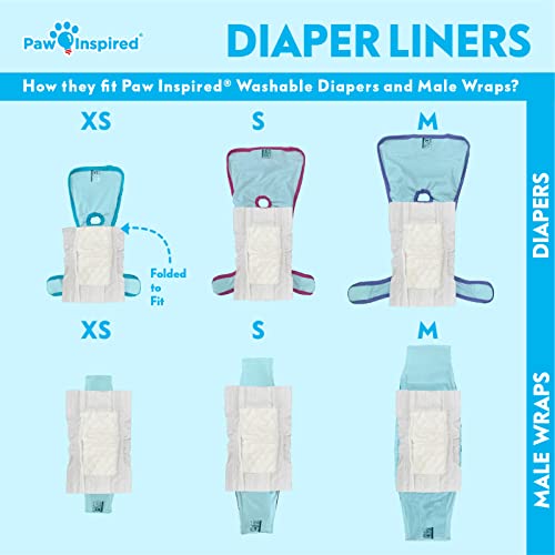 Paw Inspired Dog Diaper Liners | Inserts for Washable Covers, Female Dog Diapers, and Male Dog Belly Bands | Leakproof, Super Absorbent (30 Count)