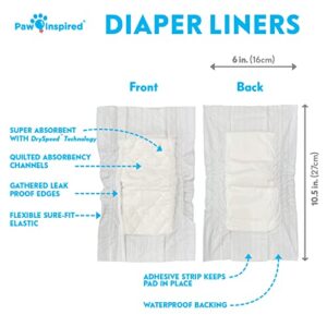 Paw Inspired Dog Diaper Liners | Inserts for Washable Covers, Female Dog Diapers, and Male Dog Belly Bands | Leakproof, Super Absorbent (30 Count)