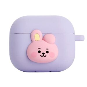 bt21 case compatible with apple airpods 3rd generation case, gen pastel silicon case with compatible with airpods 3 case, wireless charging [official merchandise] [7flavors] (cooky)