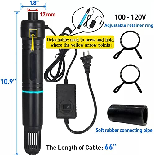 Aquarium Water Clean Clear Lamp Green Clean Machine w/Protect Shell Fits 20-200 Gallon Fish Tank Waterproof Light for Sump Pond Pump Filter 5W 254nm (Pump not Included, lamp is Inside The Shell)