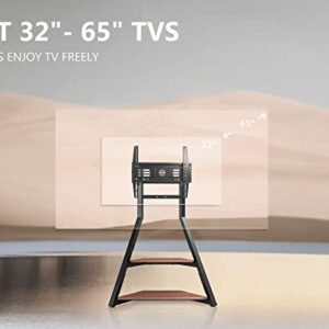 FITUEYES Design Corner TV Stand for 32 37 43 55 65 Inch TV, TV Cart Floor Stand with Mount for LCD/LED Flat Curved Screens, Modern Floor TV Stand with Wooden Storage Shelves, Eiffel Series