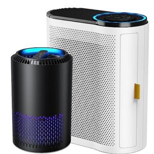 aroeve air purifiers(mk01-black) with sleep mode speed control and air purifiers(mk04-white) with air quality sensors combo for dust, pet dander, smoke, pollen for bedroom and office