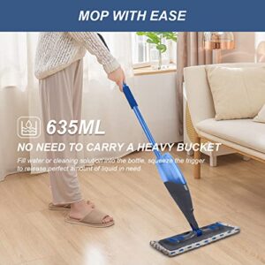 Microfiber Spray Mop for Floor Cleaning - Hardwood Floor Mop Dry Wet Dust Mop with 3 Washable Reusable Microfiber Pads 635ML Refillable Bottle, Kitchen Mop for Wood Laminate Hardwood Tile