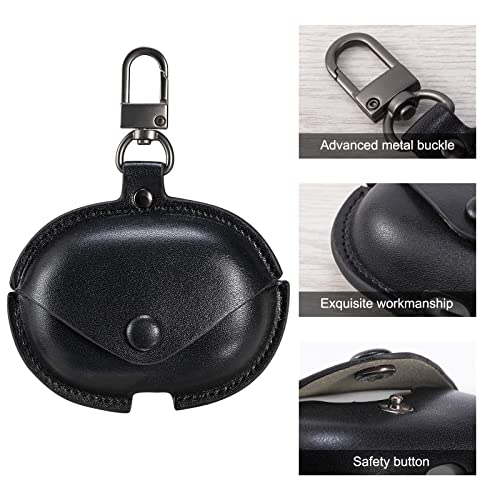 VOMA Leather Case for New Beats Studio Buds Case 2021, Full-Body Soft Shell Protective Leather Case Cover with Keychain Compatible with Apple Beats Studio Buds Charging Case Black