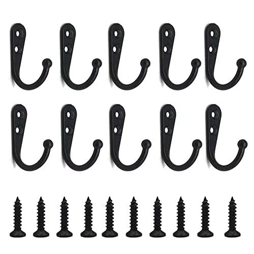 Venupple 10 Pcs Coat Hooks Wall Mounted with 20 Pieces Screws for Coat, Towel, Clothes, Bag