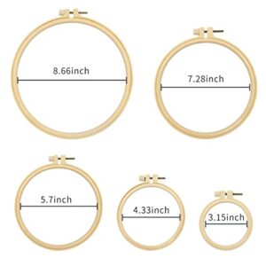 VITKSTAR Embroidery Hoop 5pieces 3 inch to 8 inch Plastic Embroidery Hoop Set Circle Cross Stitch Hoop for Embroidery and Cross Stitch (Multicolour) (Multicolour) (Light Yellow)