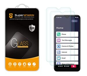 supershieldz (2 pack) designed for lively jitterbug smart3 tempered glass screen protector, anti scratch, bubble free