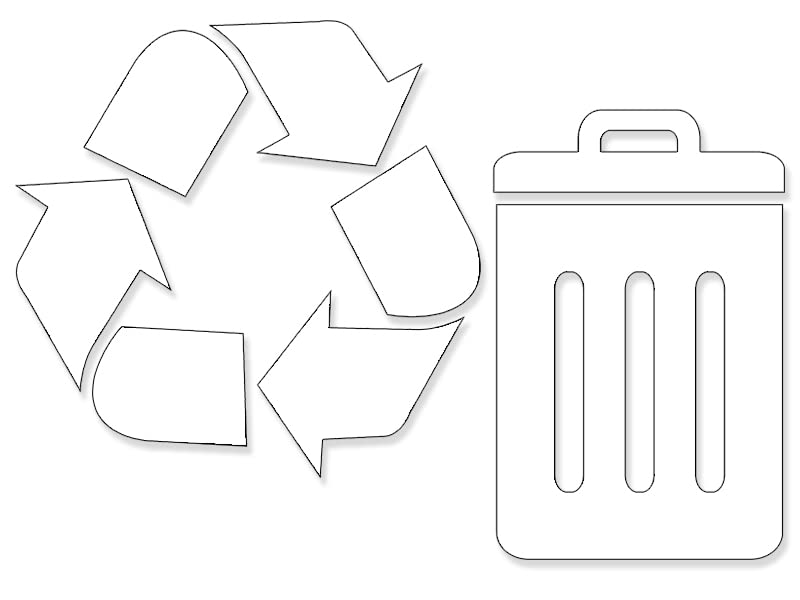 White Vinyl Recycle and Trash Bin Sticker (Decal Weatherproof for Trash Cans, Garbage Receptacles Bins (2.5 x 2.5 Inches)