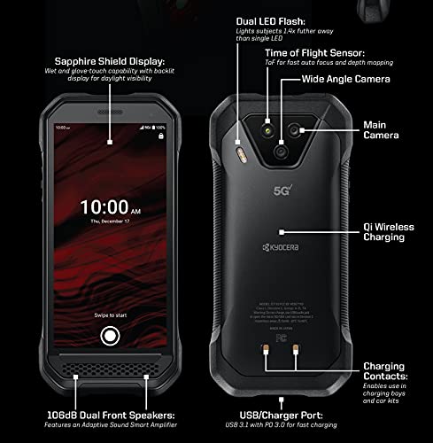 Kyocera DuraForce Ultra 5G UW E7110 | Ultra Rugged 5G Smartphone for Use on The Verizon Wideband Network in Black (Renewed)