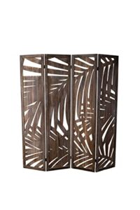 proman products palm spring 4-panel folding screen room divider fs37151 made in natural paulownia wood, carbonized finish, 60" w x 67" h x 1" d (max extend), 15" w x 67" (per panel), smoked brown
