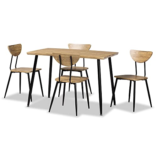 Baxton Studio Gianetta Dining Set, Oak Brown/Black