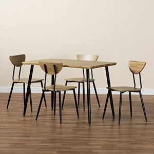 Baxton Studio Gianetta Dining Set, Oak Brown/Black