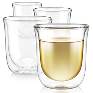 teabloom tulip insulated glasses for tea, espresso and other beverages - double walled heatproof glass maintains drinks hot/cold, 6 oz (set of four)