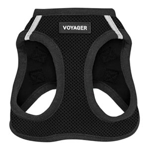 voyager step-in air dog harness - all weather mesh step in vest harness for small and medium dogs by best pet supplies - harness (black), medium