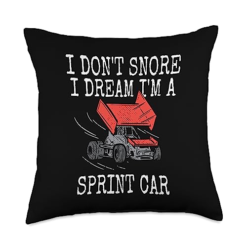 Funny Sprint Car Racing Gifts I Don't Snore Sprint Car Racing Dirt Track Racer Sleeping Throw Pillow, 18x18, Multicolor