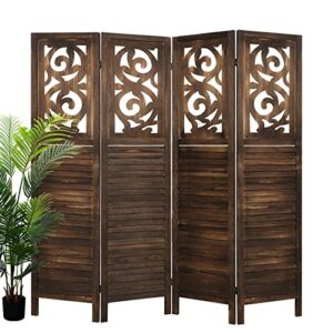 ecomex cutout room divider,4 panel freestanding room divider screen,folding privacy wall for bedroom bathroom dinning room office the study (wood,brown)