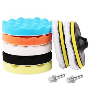 horusdy 6" buffing pad kit, polishing pad kit for 6 inch backing plate compound buffing sponge and woolen pads cutting polishing pad kit for car buffer polisher, polishing and waxing.